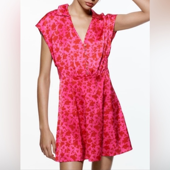 NWOT Zara satin effect pink & magenta dress! Size Medium 💗 - Picture 1 of 14